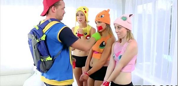  Pokemon Go XXX parody with three awesome teen chicks